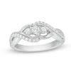 Thumbnail Image 0 of 0.37 CT. T.W. Diamond Three Stone Loop Bypass Ring in 10K White Gold