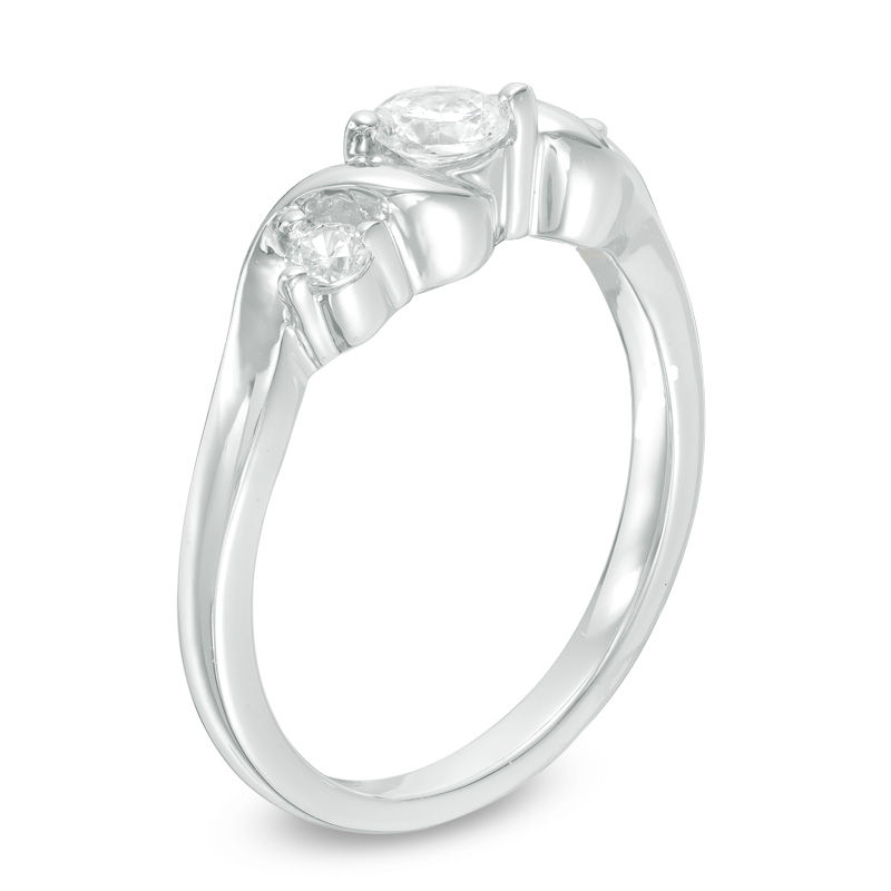 0.37 CT. T.W. Diamond Three Stone Twist Ring in 10K White Gold