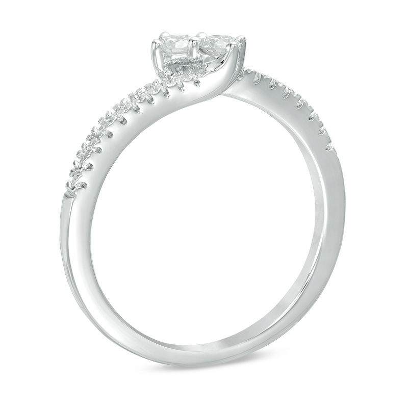 Ever Us™ 0.25 CT. T.W. Two-Stone Diamond Bypass Ring in 14K White Gold