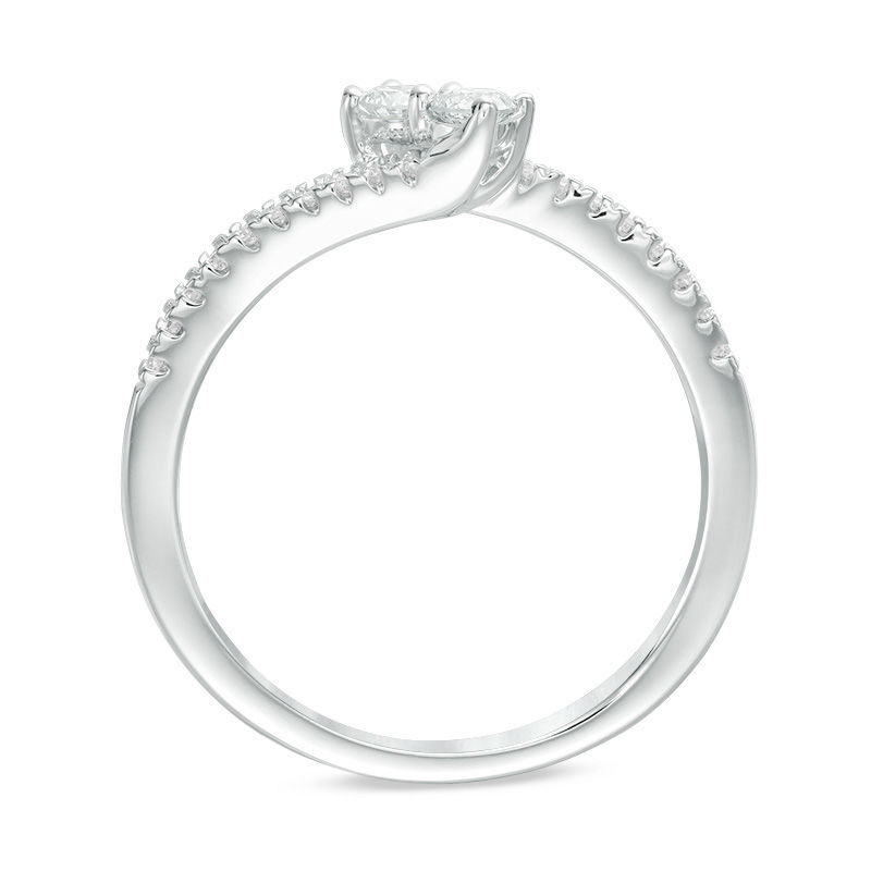 Main Image 3 of Ever Us™ 0.25 CT. T.W. Two-Stone Diamond Bypass Ring in 14K White Gold