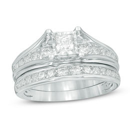 1.00 CT. T.W. Princess-Cut Diamond Bridal Set in 10K White Gold