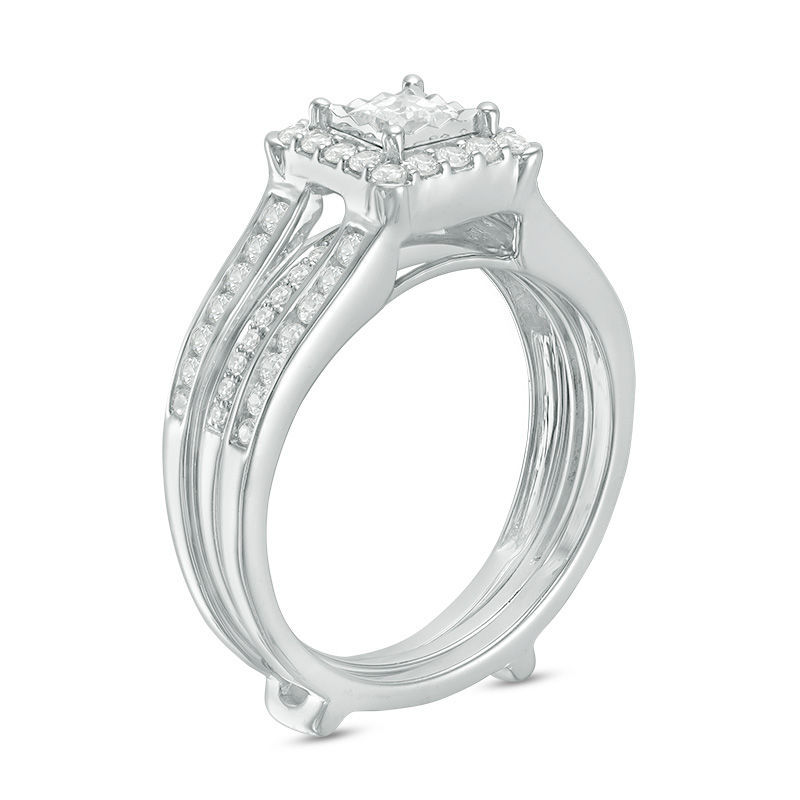 Main Image 2 of 0.75 CT. T.W. Princess-Cut Diamond Frame Bridal Set in 14K White Gold