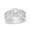 1.25 CT. T.W. Diamond Frame Three Piece Bridal Set in 14K White Gold
