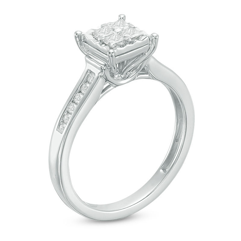 0.40 CT. T.W. Quad Princess-Cut Diamond Engagement Ring in 10K White Gold
