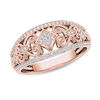 Thumbnail Image 0 of 0.18 CT. T.W. Composite Diamond Vintage-Style Tilted Square Filigree Ring in 10K Rose Gold