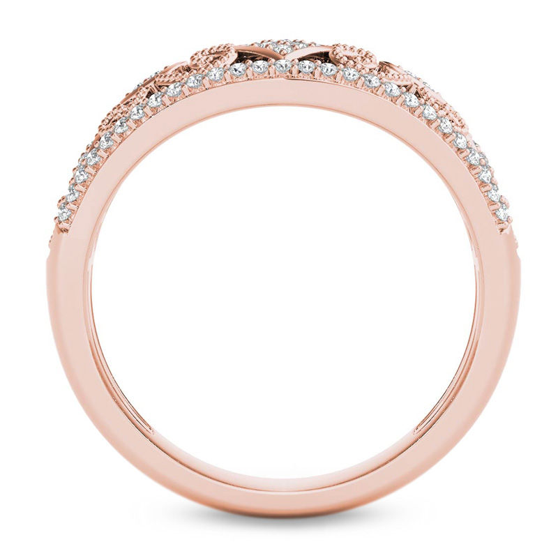 0.18 CT. T.W. Composite Diamond Vintage-Style Tilted Square Filigree Ring in 10K Rose Gold
