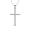 Thumbnail Image 1 of 0.13 CT. T.W. Diamond Vintage-Style Cross Pendant in 10K White Gold