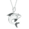 Thumbnail Image 1 of 0.12 CT. T.W. Black Diamond Shark Pendant in Sterling Silver