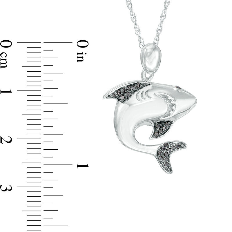 0.12 CT. T.W. Black Diamond Shark Pendant in Sterling Silver