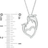 Thumbnail Image 2 of 0.12 CT. T.W. Diamond Motherly Love Dolphin Heart Pendant in Sterling Silver