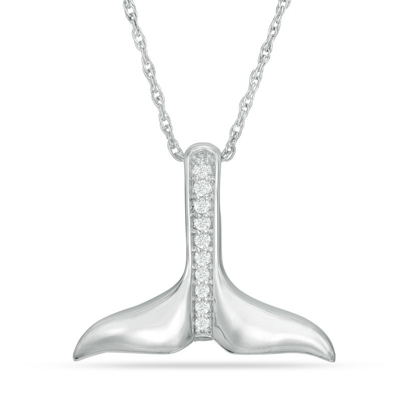 Diamond Accent Whale Tail Pendant in Sterling Silver