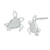 Thumbnail Image 1 of 0.09 CT. T.W. Diamond Sea Turtle Stud Earrings in Sterling Silver