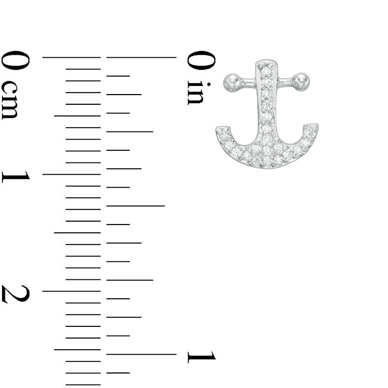 0.12 CT. T.W. Diamond Anchor Stud Earrings in Sterling Silver