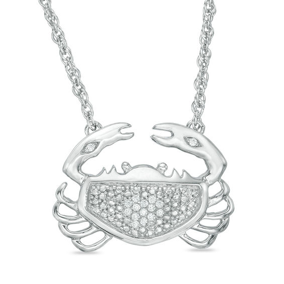 Diamond Accent Crab Necklace in Sterling Silver - 17.5