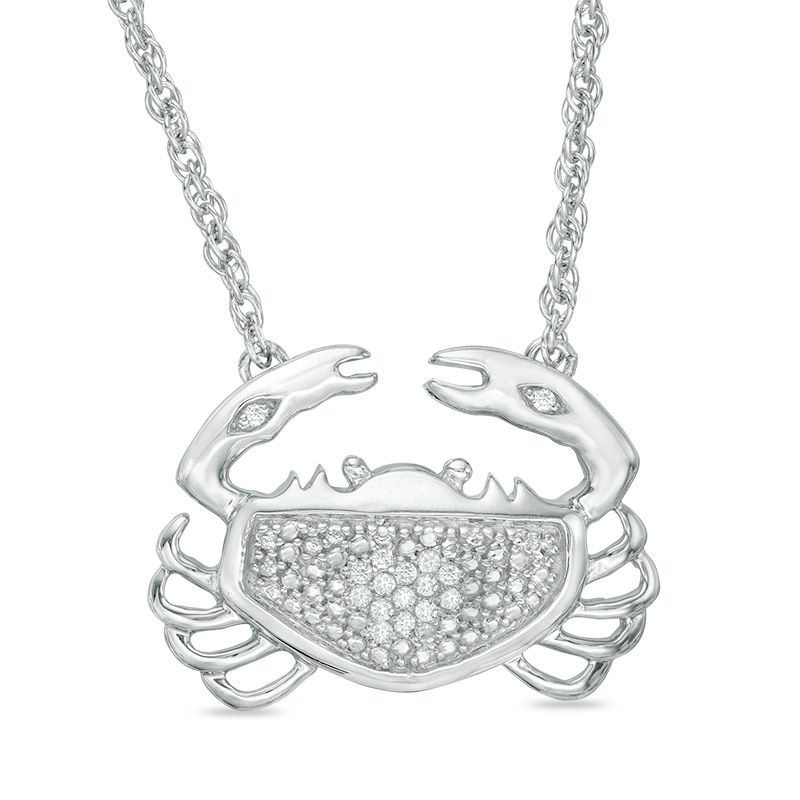 Diamond Accent Crab Necklace in Sterling Silver - 17.5"