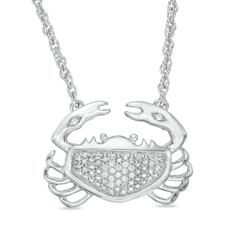 Main Image 1 of Diamond Accent Crab Necklace in Sterling Silver - 17.5&quot;
