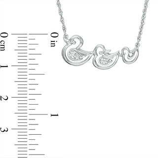 Diamond Accent Duck Family Necklace in Sterling Silver - 17"