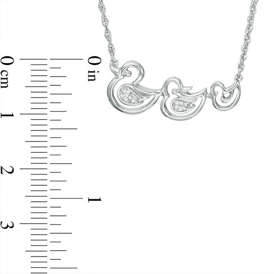 Diamond Accent Duck Family Necklace in Sterling Silver - 17"