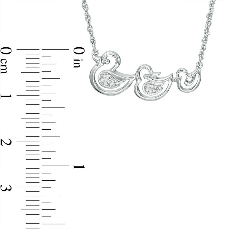 Diamond Accent Duck Family Necklace in Sterling Silver - 17"