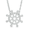 Diamond Accent Nautical Boat Wheel Necklace in Sterling Silver - 17.5"