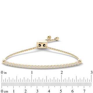 0.09 CT. T.W. Diamond Bar Bolo Bracelet in Sterling Silver with 14K Gold Plate - 9.0"