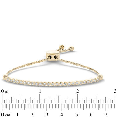 0.09 CT. T.W. Diamond Bar Bolo Bracelet in Sterling Silver with 14K Gold Plate - 9.0"