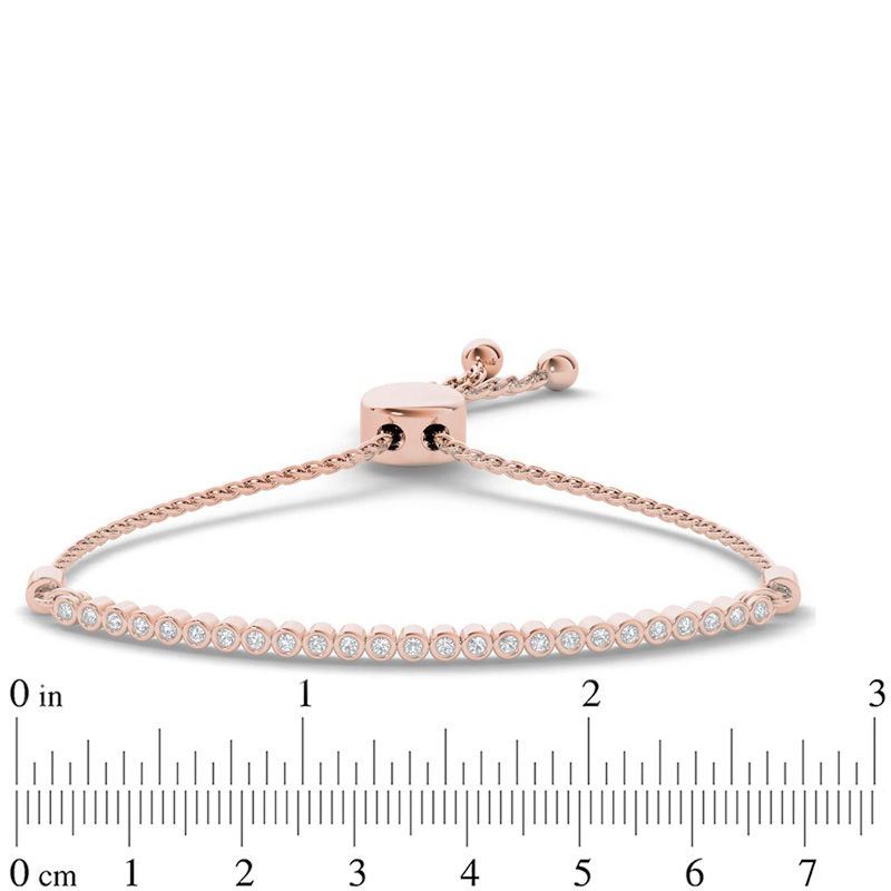 0.09 CT. T.W. Diamond Bar Bolo Bracelet in Sterling Silver with 14K Rose Gold Plate - 9.0"|Peoples Jewellers