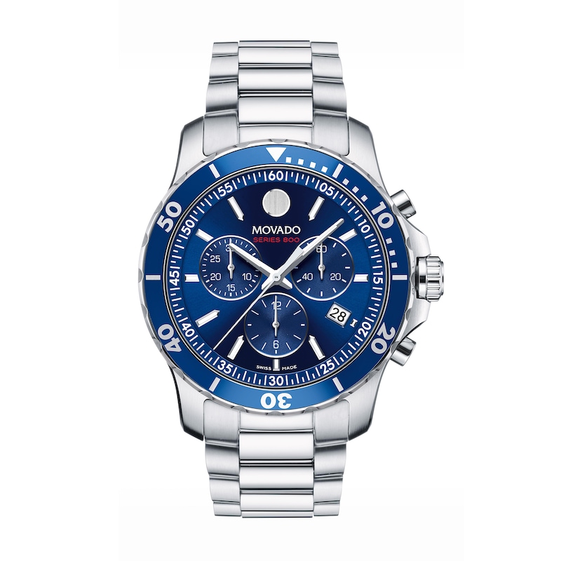 Men's Movado Series 800® Chronograph Watch with Blue Dial (Model: 2600141)