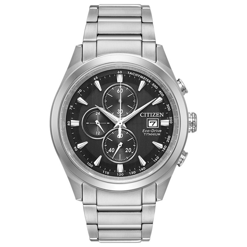 Men's Citizen Eco-Drive® Titanium Chronograph Watch with Black Dial (Model: CA0650-58E)