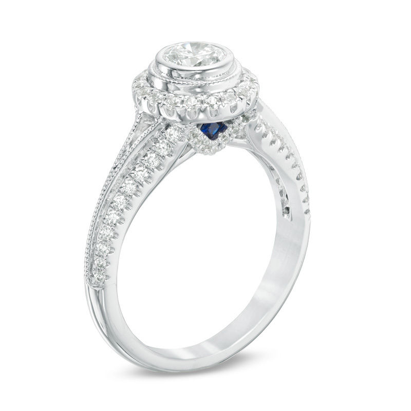 Vera Wang Love Collection 0.95 CT. T.W. Diamond Frame Vintage-Style Engagement Ring 14K White Gold