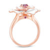 Rhodolite Garnet with White Enamel Rose Ring in 10K Rose Gold