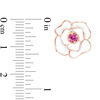 Rhodolite Garnet with White Enamel Rose Stud Earrings in 10K Rose Gold