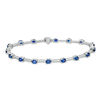 Oval Lab-Created Ceylon and White Sapphire Bar Bracelet in Sterling Silver