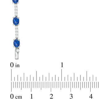 Oval Lab-Created Ceylon and White Sapphire Bar Bracelet in Sterling Silver
