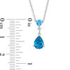 Thumbnail Image 2 of Pear-Shaped London and Swiss Blue Topaz with Lab-Created White Sapphire Double Drop Pendant in Sterling Silver