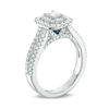 Thumbnail Image 1 of Vera Wang Love Collection 0.95 CT. T.W. Emerald-Cut Diamond Double Frame Engagement Ring in 14K White Gold