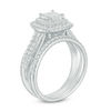 Thumbnail Image 2 of 1.00 CT. T.W. Quad Princess-Cut Diamond Double Frame Bridal Set in 10K White Gold