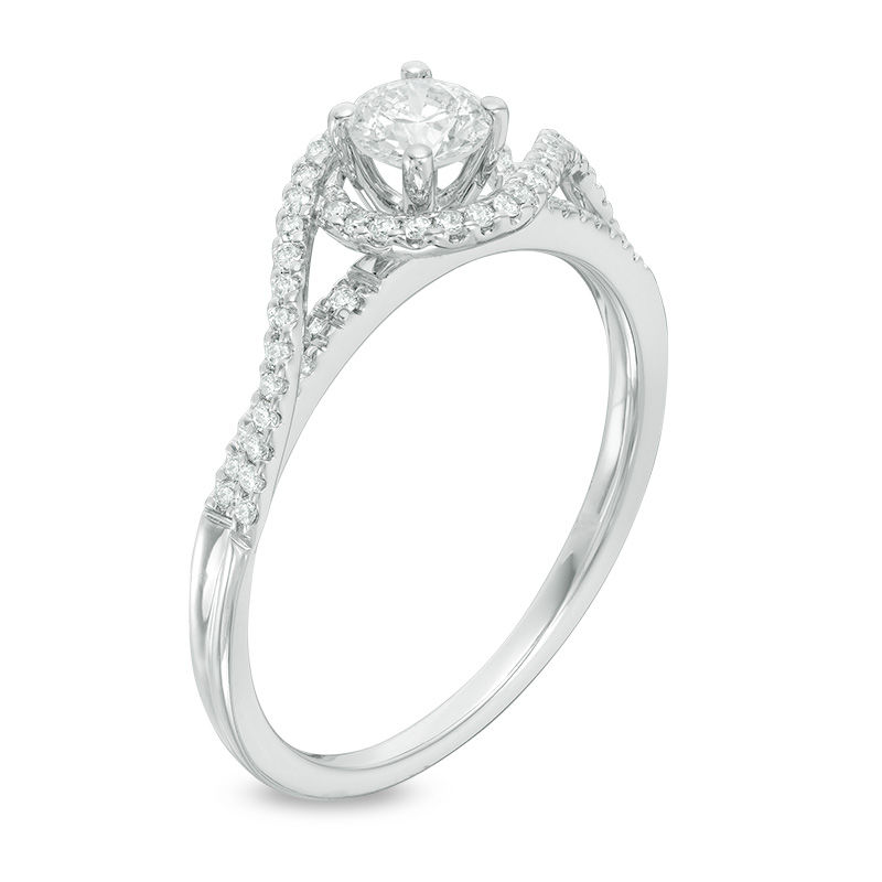 0.50 CT. T.W. Diamond Swirl Bypass Engagement Ring 14K White Gold