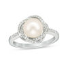 Thumbnail Image 1 of Vera Wang Love Collection 8.0-8.5mm Freshwater Cultured Pearl 0.14 CT. T.W. Diamond Ring in Sterling Silver