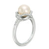 Thumbnail Image 2 of Vera Wang Love Collection 8.0-8.5mm Freshwater Cultured Pearl 0.14 CT. T.W. Diamond Ring in Sterling Silver