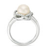 Thumbnail Image 3 of Vera Wang Love Collection 8.0-8.5mm Freshwater Cultured Pearl 0.14 CT. T.W. Diamond Ring in Sterling Silver