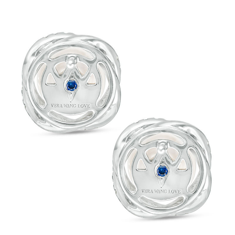 Vera Wang Love Collection 7.5-8.0mm Cultured Freshwater Pearl and 0.18 CT. T.W. Diamond Stud Earrings in Sterling Silver