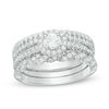 1.30 CT. T.W. Diamond Frame Three Piece Bridal Set in 14K White Gold