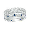 Thumbnail Image 1 of 1.11 CT. T.W. Certified Canadian Diamond and Blue Sapphire Bridal Set in 14K White Gold (I/I2)