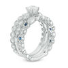 Thumbnail Image 2 of 1.11 CT. T.W. Certified Canadian Diamond and Blue Sapphire Bridal Set in 14K White Gold (I/I2)