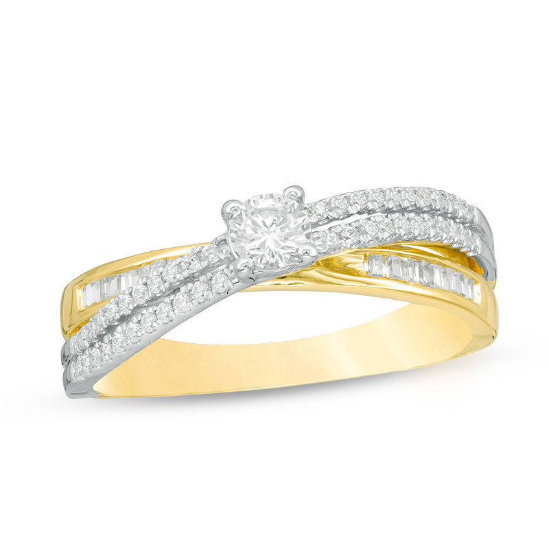 0.70 CT. T.W. Diamond Crossover Engagement Ring in 10K Two-Tone Gold