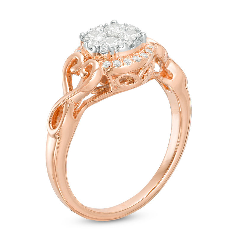 Main Image 2 of 0.50 CT. T.W. Diamond Composite Heart-Sides Engagement Ring in 14K Rose Gold