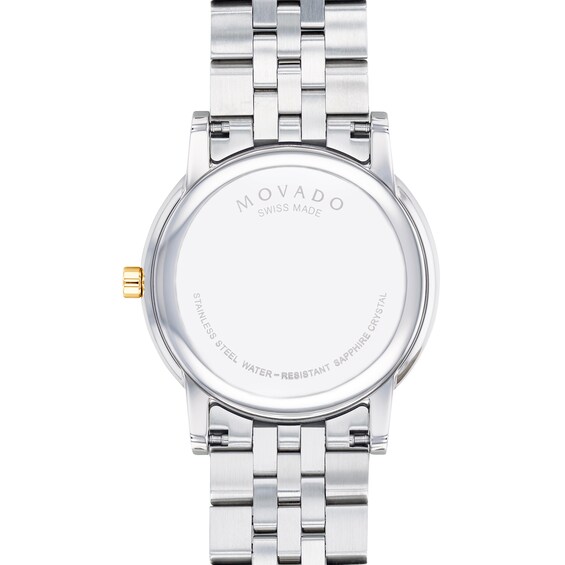 Men's Movado Museum® Classic Diamond Accent Two-Tone Watch with Black Dial (Model: 0606879)