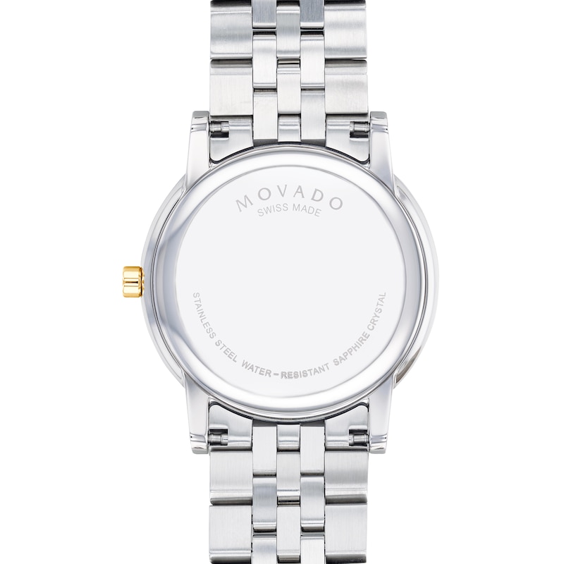 Men's Movado Museum® Classic Diamond Accent Two-Tone Watch with Black Dial (Model: 0606879)|Peoples Jewellers