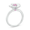 Thumbnail Image 1 of Blöem Lab-Created Pink Sapphire with White Enamel Plumeria Ring in Sterling Silver